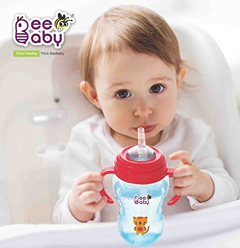 BEEBABY-No-Spill-Flexi-Straw-Cup-for-1-Year-Old-100-BPA-Free-Baby-Sipper-Bottle-with-Detachable-Handle-Silicone-Flex-Straw-Sippy-Cup-for-InfantToddler-240-ml-8-oz-Blue-12M