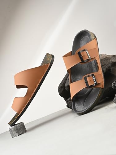 Image of AADI Men's Synthetic Leather Lightweight Comfortable Indoor Outdoor Daily Use Casual Slides /Slippers /Sandals /Floaters