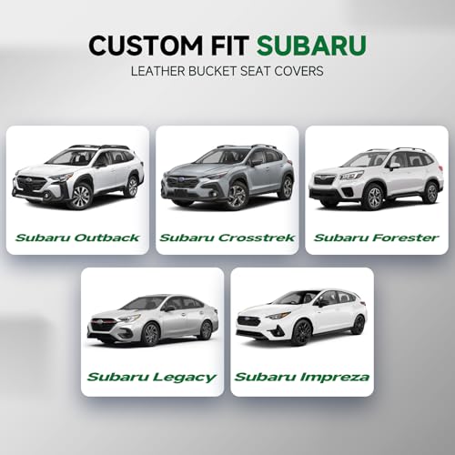 Image of GIANT PANDA 2PCS Front Seat Covers for Subaru Outback Forester Crosstrek Legacy Impreza, Faux Leather Bucket Seat Cover Fit Subaru Seat Protectors-Black