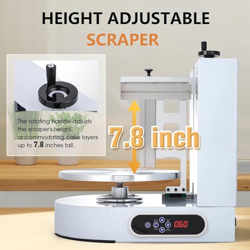 Máquina de glaseado de pastel eléctrico, tocadisco de 13.7 pulgadas con cuchillas ajustables para recubrimiento de crema de mantequilla suace, control de velocidad de 20-150 RPM para panaderos y profe