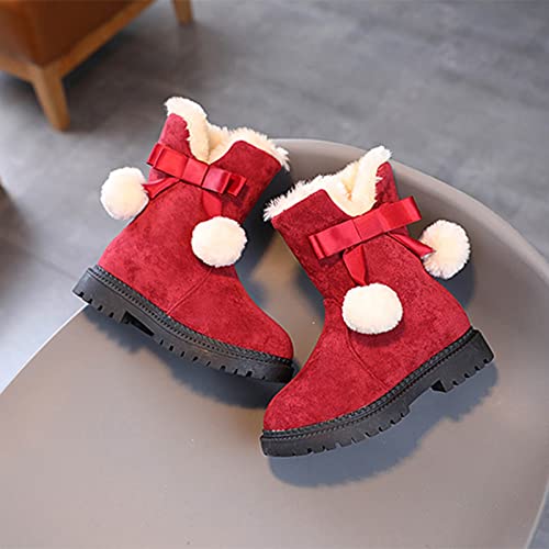 Snow Boots for Kids Girls Fur Lined Warm Shoe Lace up Work Boots Shoes Combat Booties Slip on Ankle Flats4