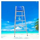 Sillas de Salvavidas Desmontables para Piscina, Playa y Parque acuático. Sillas Deportivas de Metal para árbitros con Asiento de ABS y Gancho de 180°. Altura Ajustable: 1,8 m. Equipo de segu