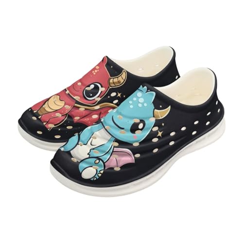 Pointodoor Cartoon Dragon Print Boys Kids Sneakers Slip on Water Shoes Quick Dry Pool Swim Shoes Lightweight Breathable Dragon Sneakers for Boys