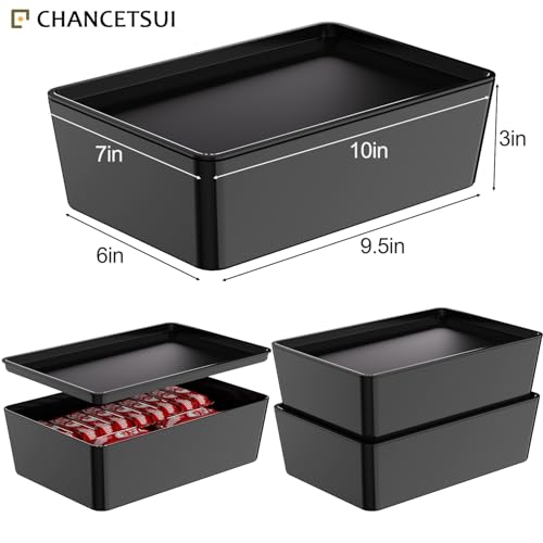 Black Storage Bins with Lids: Stackable Plastic Containers Storage Container for Home and Office Organization, Small Storage Bin, 2 Pcs 7x10 Black by CHANCETSUI - Image 5