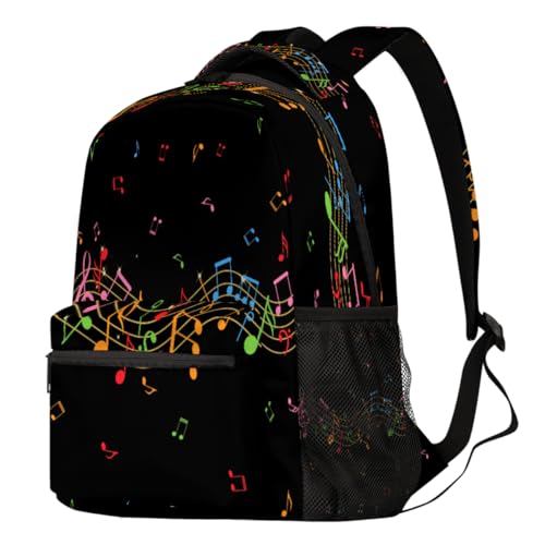 Sac à dos notes de musique coloré et grand format pour ordinateur portable et école