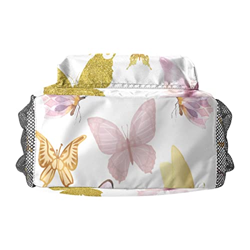 Pink Gold Butterfly Personalized Kids Toddler Backpack for Boys Girls, Custom Mini School Backpack Bags Kindergarten, 10 inches (L) x 4 inches (W) x 12 inches (H)4