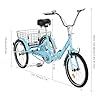 ROMYIX 20'' Tricycle bike, Folding Bike Cargo Bike with Basket, Mudguard,Dual Brake,Height Adjustable Three Wheel Bike Cruiser Bicycle for Men Women Seniors, Capacity 264.55lb (Blue) #5