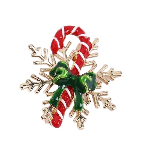 Image of Christmas Brooch Pins Crystal Christmas Tree Snowflake Jingle Bell Reindeer Enamel Brooches Holiday Party Gift for Women