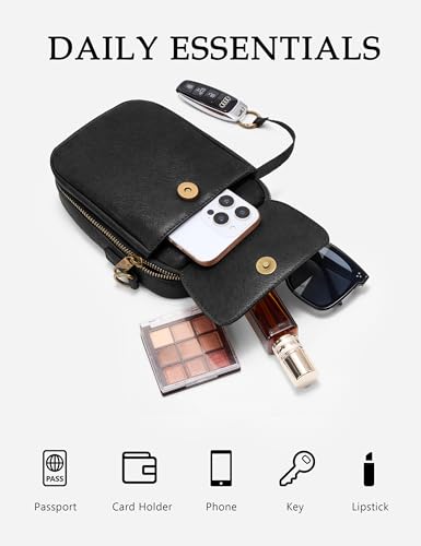 Image of Yarnic Small Crossbody Bag, Vegan Leather Cell Phone Purse for Women, Vintage Wallet Bag with Card Slots