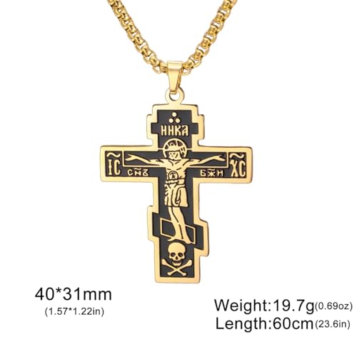 Crucifix chrétien de prière orthodoxe collier double face