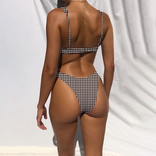 Image of Bathing Suits for Women Deep V Neck Sexy Two Piece Bikini Sets for Women Thong Halter Cheeky Swimsuit