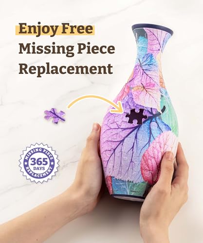 Pintoo 3D Puzzle Vase Unique Flower Vase Made by 160 Curved Plastic Puzzle Pieces House Warming Gift for Flower Arrangements and Home Decoration, for Mom [S1033] (Classic, Blooming Season)