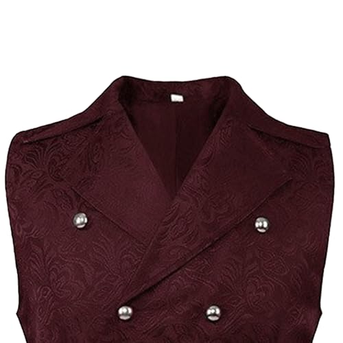 DGHM-JLMY Mens Gothic Steampunk Double Breasted Vest Sleeveless Paisley Tailcoat Vest Waistcoat Jacquard Brocade Suit Vest2