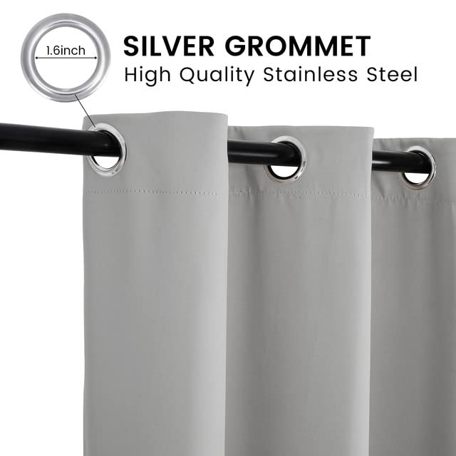 Outdoor Curtains for Garden Patio Gazebo Pergola,Waterproof,Windproof,Blackout Thermal Insulated Double Grommet(Top and Bottom) Outdoor Curtains for Garden Patio Door(2 Panel,52"*84",Light Gray) - Image 2