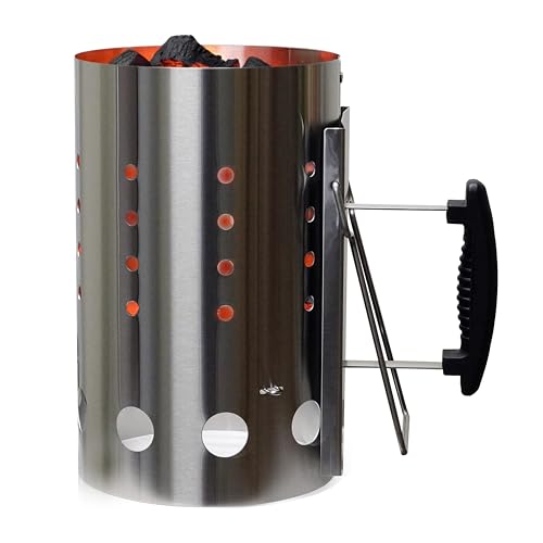The Bincho Grill Stainless Steel Charcoal Chimney Starter – Perfect for Binchotan Charcoal & All Lump Charcoals, Built for Extreme Heat, Rust Resistant, Heat Shield Handle