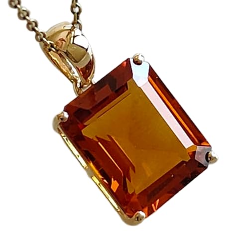 Pendentif octogonal en citrine naturelle de prestige et sa chaîne raffinée en argent 925