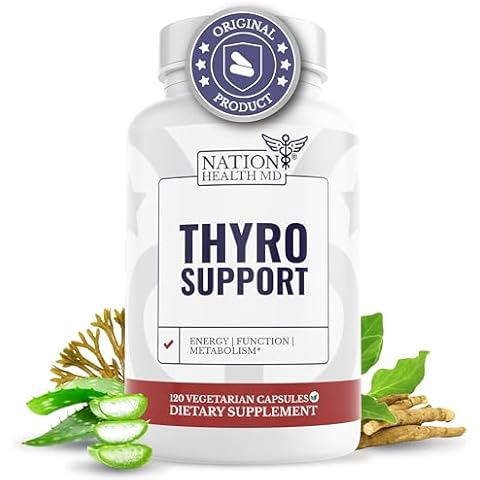 Nation Health MD Thyro Support - Thyroid Supplement with Selenium, Bladderwrack & Zinc - Thyroid Health for Women & Men - Vegan, Non GMO, Gluten Free - 120 Capsules Cover