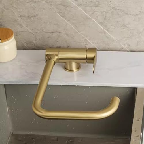 Grifo de cocina ventana dorado monomando con agua fría y caliente en acabado cepillado