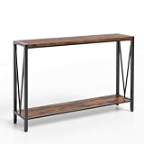Garvee Entraditas Recibidores, Consola Recibidor, con Espacio de Almacenamiento, Mesa de Sofá Estrecha con Diseño en V,110X25X76 cm(Color Retro)