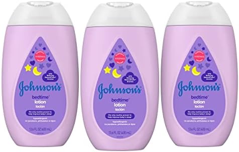 Johnson's Moisturizing Bedtime Baby Lotion with Coconut Oil & NaturalCalm Aromas to Help Relax Baby, Hypoallergenic & Free of Parabens, Phthalates & Dyes, Mild Baby Skin Care, 13.6 fl. oz x 3 pack