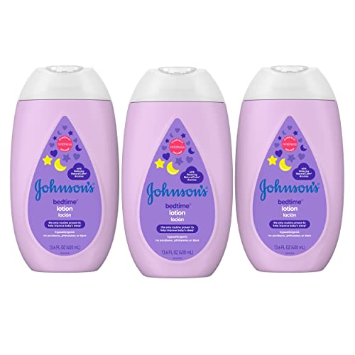 Johnson's Moisturizing Bedtime Baby Lotion With Coconut Oil & Naturalcalm Aromas To Help Relax Baby, Hypoallergenic & Free Of Parabens, Phthalates & Dyes, Mild Baby Skin Care, 13.6 Fl. Oz X 3 Pack #TOP2