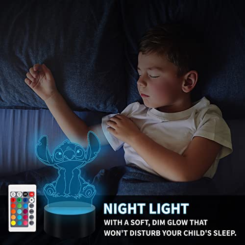 Dreamy Cubby Stitch Night Light, Stitch Gifts, 3D Illusion Night Lamp 16 Colors Changing With Remote Control, Stitch Toys For Kids Room Decor,Birthday Stitch Gifts For Girls Women Boys Men #TOP3