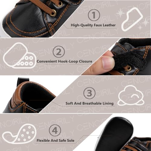 Image of CENCIRILY Baby Boys Girls High Top Sneakers Soft Soles Anti Skid Infant Ankle Shoes Toddler Prewalker First Walking Crib Shoes