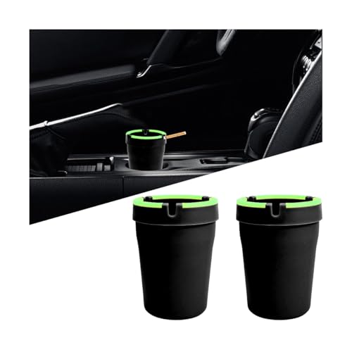 Image of Mandark Car Ashtray, 2PCS Glow In The Dark Smokeless Self-Extinguishing Vehicle Cigarette Trash Can, Smellproof Portable Automotive Ash Holder Organizer, Universal for Truck Home Office (Black)