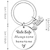 AMZQ Ride Safe Keyring Biker Gifts Ride Safe Always Come Home to Me Gift for Him Her Husband Son Motorcyclists Present Motorcycle Keyring Lucky Charm Drive Carefully #1