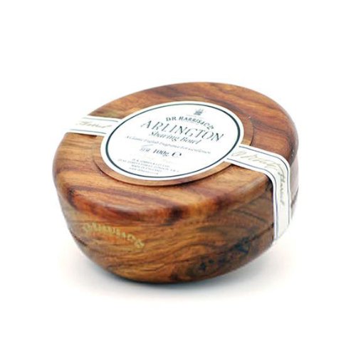 D.R. Harris Arlington Hard Shaving Soap in Mahogany Wood Bowl