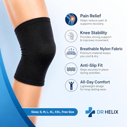 Image of Unisex Black Knee Cap - Adjustable Support for Knee Pain Relief & Injury Prevention - Breathable, Comfortable & Durable - Ideal for Sports, Recovery & Daily Use - (Size - M)