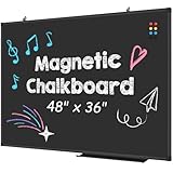 Lockways Magnetic Chalkboard Black Board, Bulletin Blackboard 48 x 36 Inch, Black Aluminium Frame