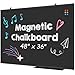 Lockways Magnetic Chalkboard Black Board, Bulletin Blackboard 48 x 36 Inch, Black Aluminium Frame