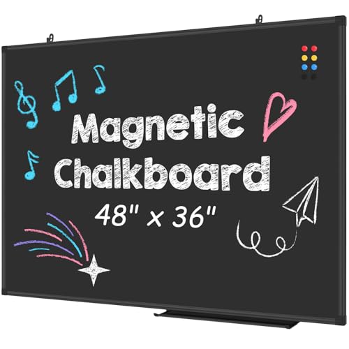Lockways Magnetic Chalkboard 48 x 36 Inches, Aluminum Frame Large Blackboard, Hanging Chalk Board Wall Decor for Restaurant Menu, School, Office and Home