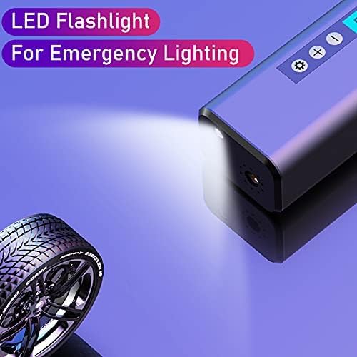 Image of Mini Portable Electric Air Pump, 4000mAH Tire Inflator 150PSI Air Compressor Rechargeable with Emergency LED Light for Car, Bike, Balloons and Other Inflatables