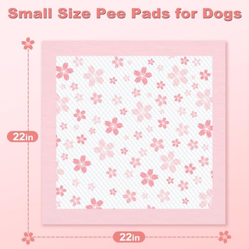 Image of MIZOK Puppy Pads Pink 22x22in, Stay-Put Training Mats with Pheromone Attractant, Decorative Cherry Blossom 6-Layer Absorbent Dog Pee Pads, Disposable (30 Count)