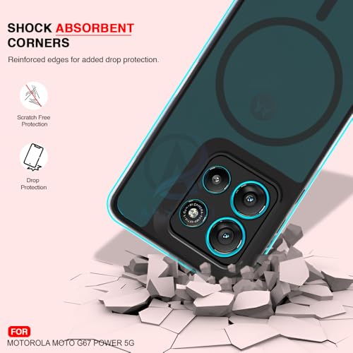 Image of AESTMO Motorola Moto G67 Power / G57 Power 5G Back Cover | 360 Protection | Matte Frosted Hard Back Translucent | Compatible with MagSafe Accessories (MagSafe Matte Hard Black Bumber)