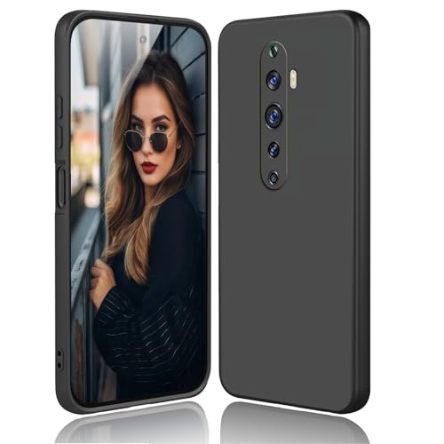 DESSEN Cover per Oppo Reno 2Z (Reno2 Z) - Liquido Silicone Custodia Antiurto Protezione Case Sottile e Morbida TPU Bumper con Fodera Microfibra Antigraffio, Nero