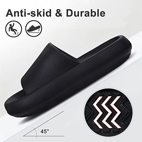Shevalues Pillow Soft Slide Sandals For Women Men Non-Slip Shower Shoes Bath Slippers Summer Beach Slides Black 39-40 thumb #5
