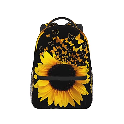 Sac à dos décontracté motif tournesol et papillons multifonction - 7
