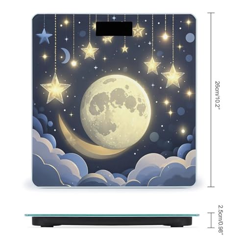 Báscula digital Stars and Moon con vidrio templado y pantalla LCD miniatura 2