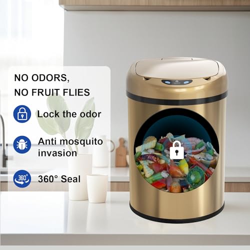 Caneca de Basura Sensor Automático Acero Inoxidable 3.5 Gal miniatura 3