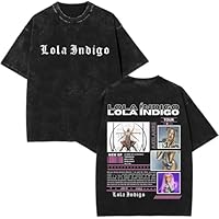 Genérico Mangas Cortas con Estampado Retro Tejido Grueso Estilo Callejero Americano Estilo De Pareja Lola Indigo (A XS)