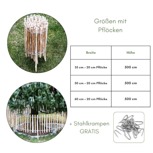 Sevico Staketenzaun imprägniert Haselnuss Holzzaun Haselnussholz Zaunlatte Rollzaun Kastanienzaun Gartenzaun 80 cm x 5m, Lattenabstand: 7-8 cm