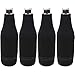TahoeBay Beer Bottle Sleeves - Easy-On Bottom Zipper - Extra Thick Neoprene Blank Drink Cooler (Black, 4)
