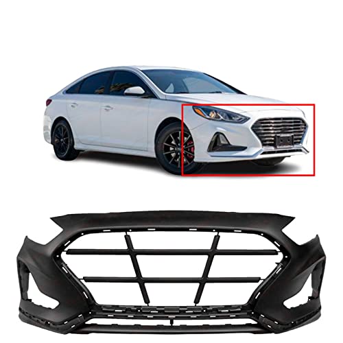 FitParts Compatible With Front Bumper Cover 2018-2019 Hyundai Sonata Non-Turbo Essential Hybrid Limited Luxury SEL SE 2.4 GLS GL. New, Primed and Ready for Paint. With Fog Light Holes. HY1000219