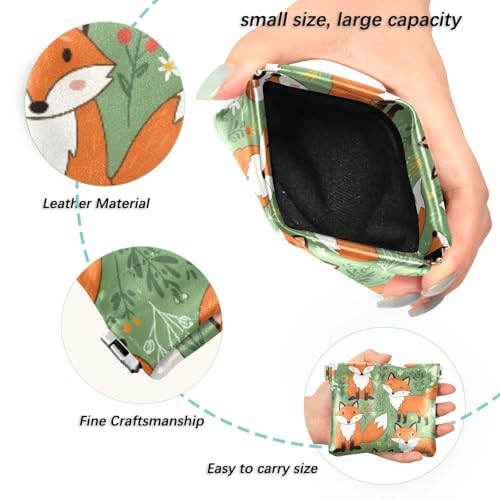 Cute Cartoon Foxes Coin Purse Leather Pouch Change Purse, Squeeze Coin Pouch for Cards, Keys & Lipsticks, Unisex2