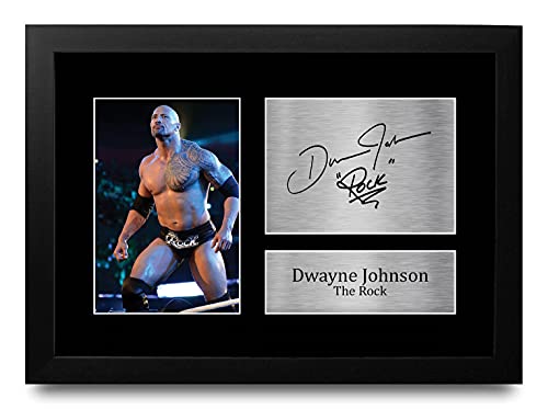 HWC Trading Dwayne Johnson A4 Gerahmte Signiert Gedruckt Autogramme Bild Druck-Fotoanzeige Geschenk Für The Rock Filmfans