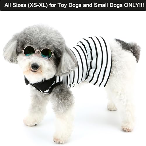 Zunea Striped Dog Dresses for Small Dogs Girl Summer Princess Dress with D-Ring Soft Breathable Puppy Clothes Sleeveless Pet Dog Cat Skirt Doggy Chihuahua Toy Poodle Apparel M - Image 2