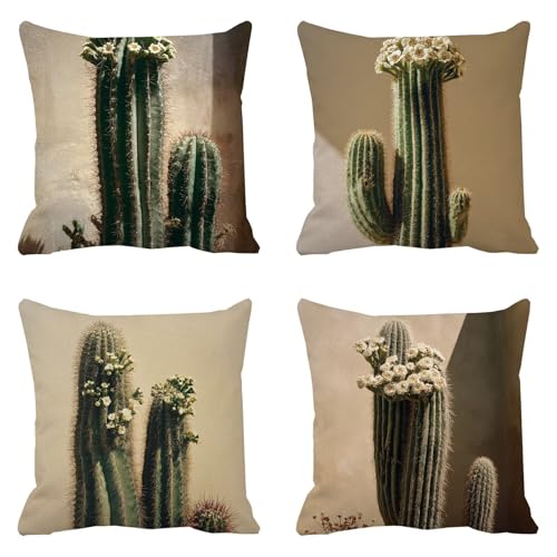 Cuscini Divano 75x75 Set da 4 Velluto Cuscini da Esterno Impermeabili piante Copricuscini Divano Colore tè Quadrato Copricuscino, Cuscino Decorativo, per Soggiorno Balcone Giardino Sedie t-946